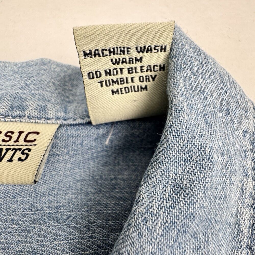 Vintage Avon Denim Button Up Shirt Women S Blue Cosmetics Makeup Retro Ruth - Picture 10 of 15